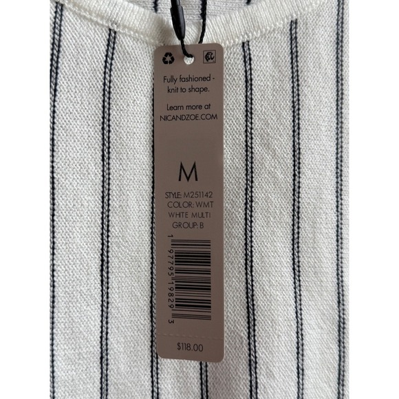 NIC+ZOE Destination Stripe V-Neck Sleeveless Tank White Multi Size M NWT $118 - Picture 4 of 6